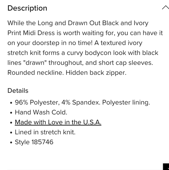 Lulus Long and Drawn Out Black And Ivory Print Midi Dress Size S - Picture 8 of 8